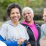 3 older women enjoy their time staying active together representing how a longer healthspan can help with staying active and engaged longer.